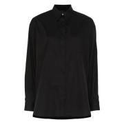 Casual Langemouw Zwart Katoenen Shirt Pinko , Black , Dames