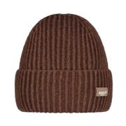 Effen Kleur Ribgebreide Beanie Hoed Barts , Brown , Dames