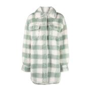 Groene Casual Wol Polyester Jas Stand Studio , Green , Dames