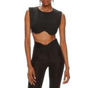 Zwart Cropped Top met reliëf Fly Patrizia Pepe , Black , Dames