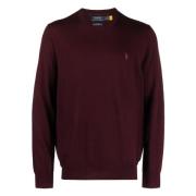 Rode Wol Lange Mouw Pullover Sweater Polo Ralph Lauren , Red , Heren