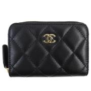 Pre-owned Leather wallets Chanel Vintage , Black , Dames