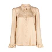 Elegante Lange Mouwen Shirt in Bruin Twinset , Brown , Dames