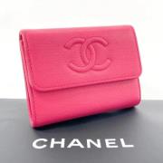 Pre-owned Leather wallets Chanel Vintage , Pink , Dames