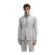 Slim Fit Gebreide Inzet Wollen Jas Hugo Boss , Gray , Heren