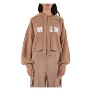 Kasjmier Hoodie met Wijde Mouwen Msgm , Beige , Dames