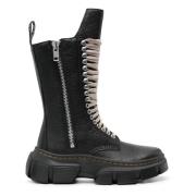 Zwarte Leren Casual Enkellaarzen Rick Owens , Black , Heren