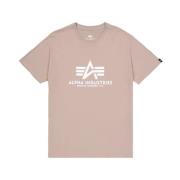 Heren Basic T-shirt Korte Mouw Alpha Industries , Beige , Heren