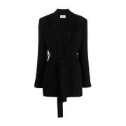 Zwarte Blazer Jas met Riem P.a.r.o.s.h. , Black , Dames