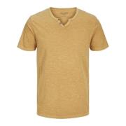 Split Neck Casual T-Shirt Jack & Jones , Yellow , Heren