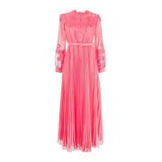 Elegante Roze Maxi Jurk met Kant Self Portrait , Pink , Dames