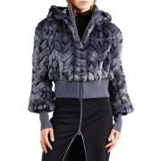 Faux Fur Cropped Hooded Coat Patrizia Pepe , Gray , Dames