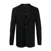 Elegante Zwarte Blazer met Elastaan Giorgio Armani , Black , Heren