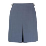 Blauwe Wollen Straight Rok Tommy Hilfiger , Blue , Dames