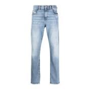 Casual Straight Blauwe Jeans Diesel , Blue , Heren