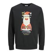 Kerst Jolly Sweatshirt met Lange Mouwen Jack & Jones , Black , Heren