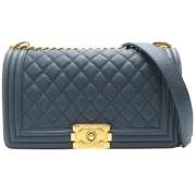 Pre-owned Leather chanel-bags Chanel Vintage , Blue , Dames