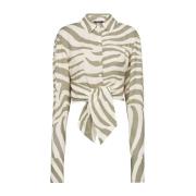 Zebra Print Mao Kraag Shirt Balmain , Beige , Dames