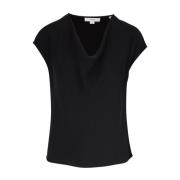 Elegante Zwarte Cap Sleeve Blouse Vince , Black , Dames