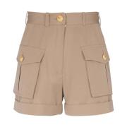 Cargo wollen shorts in beige Balmain , Beige , Dames