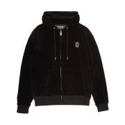 Zwarte Velours Hoodie met DL Monogram Juicy Couture , Black , Heren