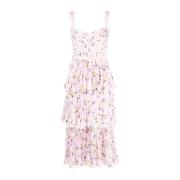 Elegante Bloemenprint Midi Jurk Roze Self Portrait , Pink , Dames