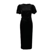 Elegante Velvet Midi Jurk Zwart Self Portrait , Black , Dames