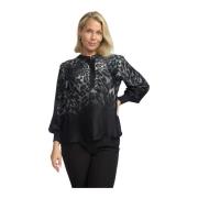 Zwarte Leo Blouse met Pofmouwen 2-Biz , Gray , Dames