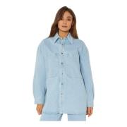 Lichtblauwe Franse Kraag Shirt Nanushka , Blue , Dames