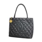 Pre-owned Leather totes Chanel Vintage , Black , Dames