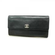 Pre-owned Leather wallets Chanel Vintage , Black , Dames