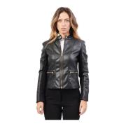 Zwarte Bikerjas met Rits Gaudi , Black , Dames