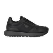 Zwarte Recy Saffiano Sneaker met Logo Emporio Armani , Black , Heren