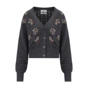 Grijze Wollen Vest met Juweel Details Essentiel Antwerp , Gray , Dames