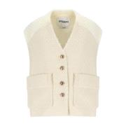 Geologische Crème Tweed Mouwloos Vest Essentiel Antwerp , Beige , Dame...