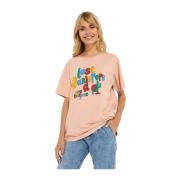 Roze Oversized T-shirt met Print One Teaspoon , Pink , Dames