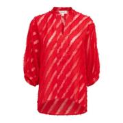 Elegante V-hals Blouse in Salsa Soaked in Luxury , Red , Dames