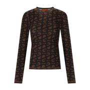 Bruine Monogram Longsleeve T-shirt Stine Goya , Brown , Dames