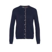 Blauwe Crewneck Sweater met Tartan Trims Barbour , Blue , Dames