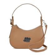 Elegante Leren Tas met Embleem Munthe , Brown , Dames