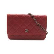 Pre-owned Leather wallets Chanel Vintage , Brown , Dames