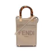 Pre-owned Leather handbags Fendi Vintage , Beige , Dames