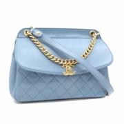 Pre-owned Leather chanel-bags Chanel Vintage , Blue , Dames