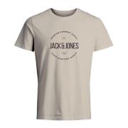 Blauw Kortemouw Print T-Shirt Jack & Jones , Beige , Heren