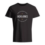 Blauw Kortemouw Print T-Shirt Jack & Jones , Black , Heren