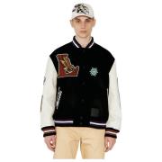 Logo Patch Leren Mouw Varsity Jack Lanvin , Black , Heren