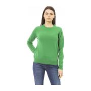 Lange mouwen ronde hals monogram top Baldinini , Green , Dames