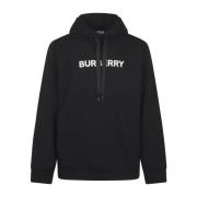 Zwarte Logo Sweatshirt Capuchon Elastische Manchetten Burberry , Black...