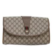 Pre-owned Leather clutches Gucci Vintage , Beige , Dames