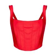 Mouwloze Viscose Bustier Top Pinko , Red , Dames